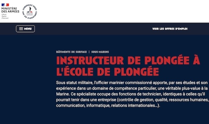 La marine recrute des instructeurs de plongée